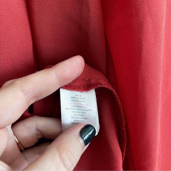 MINKPINK Blouse Semi-Sheer Pink Button Up Shirt Long Sleeved Top Women's M - Picture 5 of 8